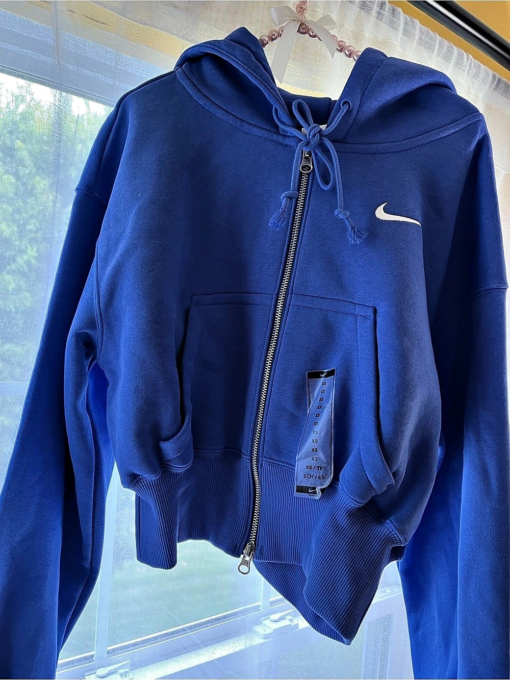 Nike Sportswear Phoenix Fleece Loose Cropped Full-Zip Hoodie Blue Medium